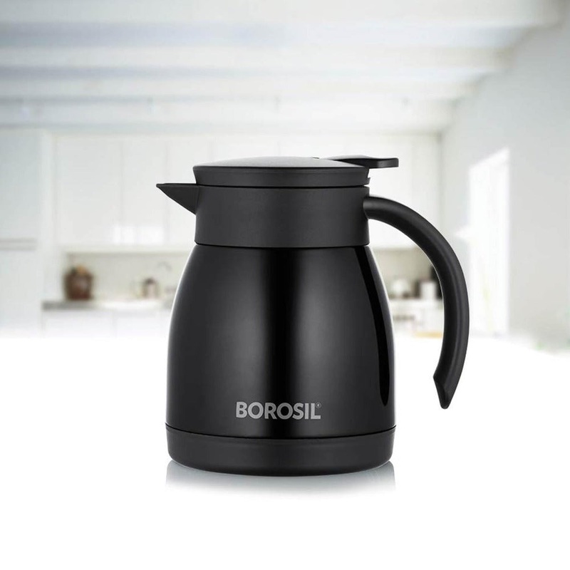 Borosil Insulated Stainless Steel Tea Pot | Hot n Cold | Black