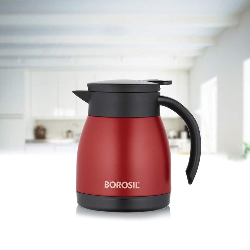 Borosil Insulated Stainless Steel Tea Pot | Hot n Cold | Red