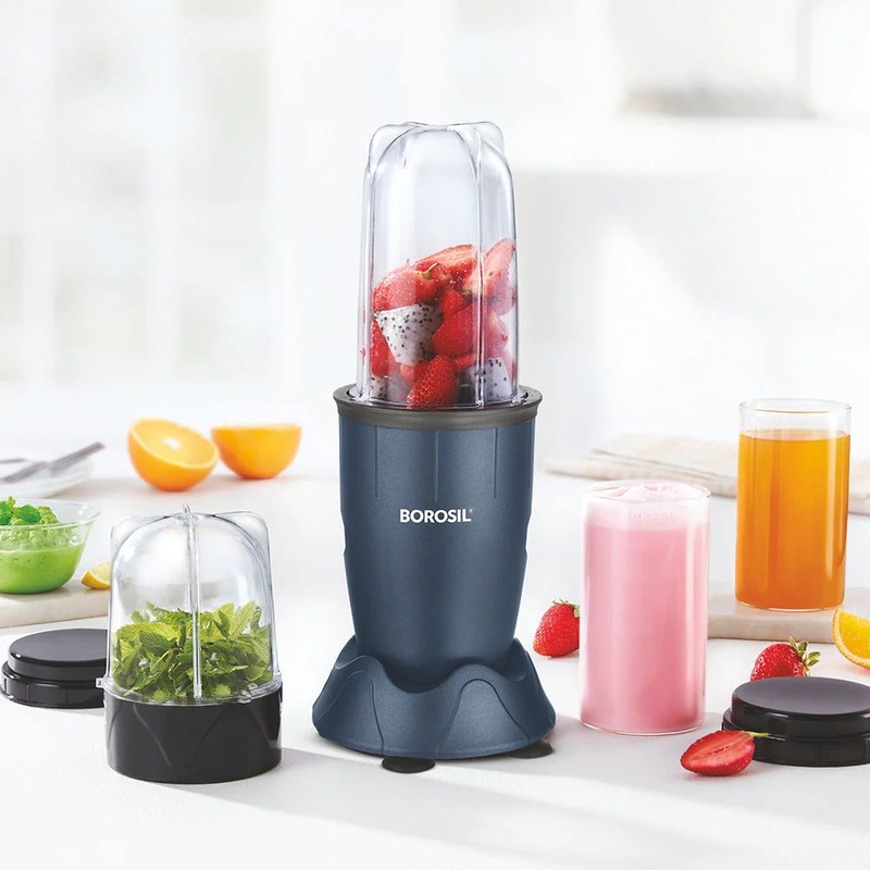 Borosil NutriFresh PB33 400 Watts Portable Mini-Blender Grinder & Smoothie Maker | Blue