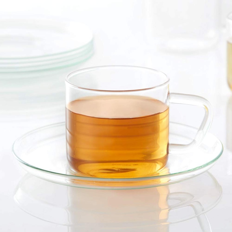 Borosil Radius Cup and Saucer Set | Transparent | Set of 12 Pcs