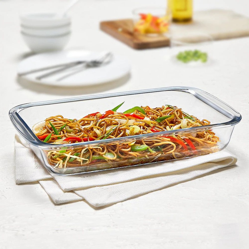 Borosil Rectangular 1500 ML Baking Dish | Microwave & Oven Safe | Transparent | 1 Pc