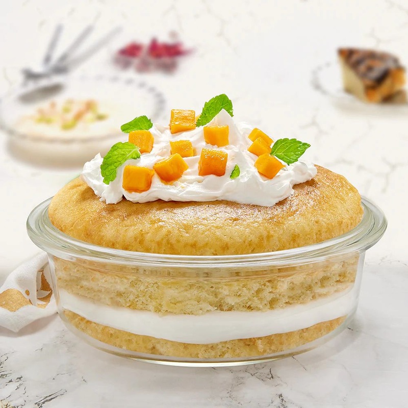 Borosil Round 1400 ML Cake Dish | Microwave & Oven Safe | Transparent | 1 Pc