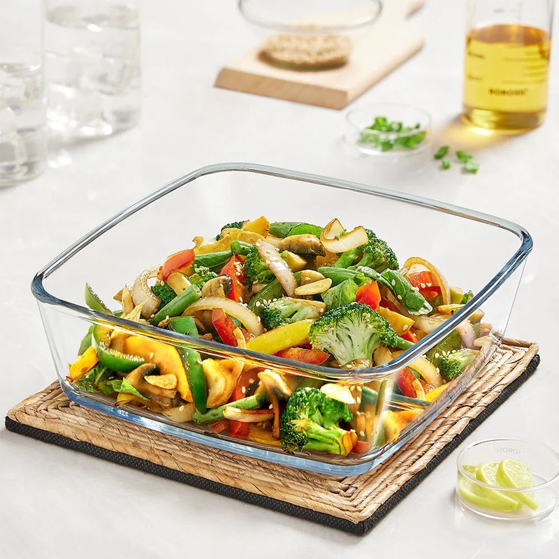 Borosil Square 1600 ML Baking Dish | Microwave & Oven Safe | Transparent | 1 Pc