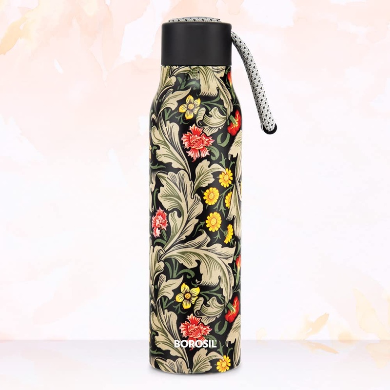 Borosil Stainless Steel Hydra Aquasoul Slate 600 ML Water Bottle | 1 Pc