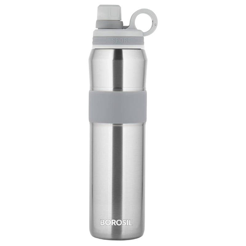 Borosil Stainless Steel Hydra Thirst Burst Steel 800 ML Vacuum Insulated Flask Bottle | Grey & Steel | 1 Pc