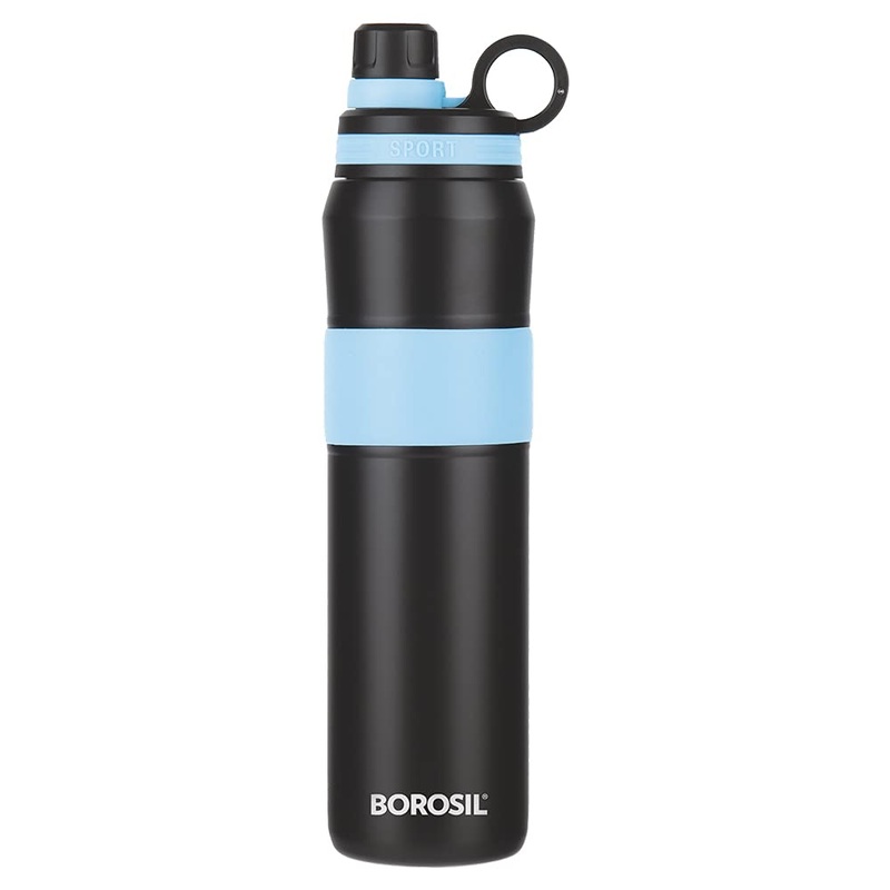 Borosil Stainless Steel Hydra ThirstBurst Arctic 800 ML Vacuum Insulated Flask Bottles | Black & Blue | 1 Pc