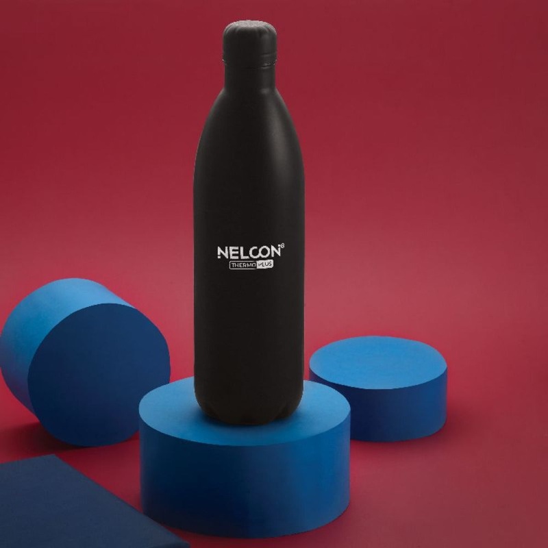 Nelcon Stainless Steel Cola Thermoplus 1000 ML Water Bottle | Dusky Black | 1 Pc