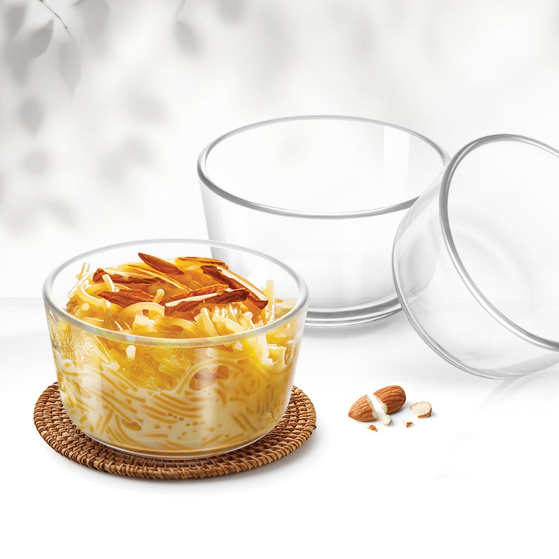 Treo Borosilicate Oviyan 240 ML Bowl Set | Transparent | Set of 6 Pcs