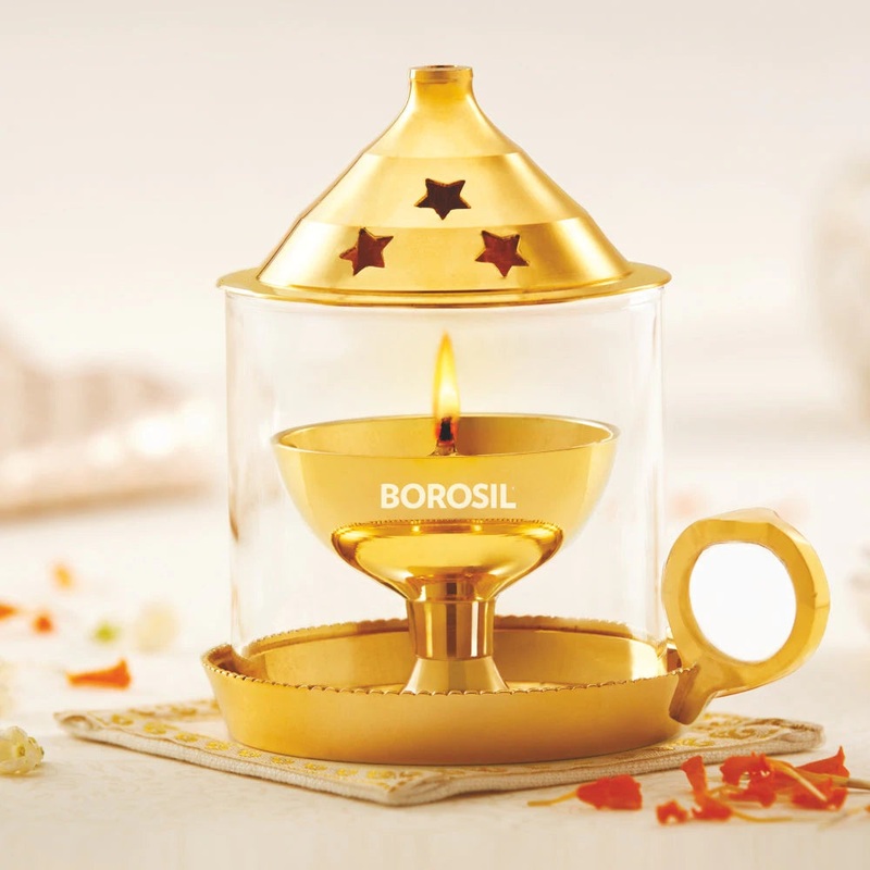 Borosil Brass Mangal Small Akhand Diya | Golden