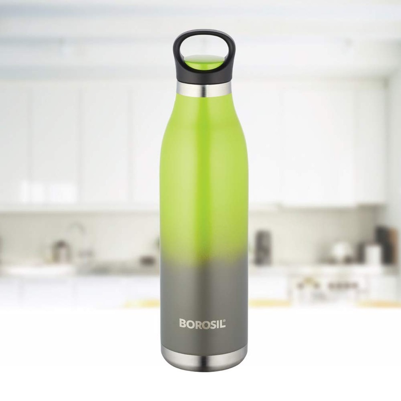 Borosil Stainless Seel Hydra ColourCrush 700 ML Vacuum Insulated Water Bottle | Green | 1 Pc