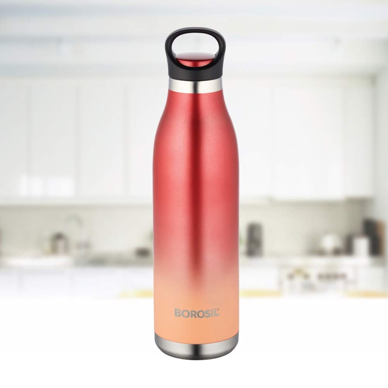 Borosil Stainless Seel Hydra ColourCrush 700 ML Vacuum Insulated Water Bottle | Red | 1 Pc