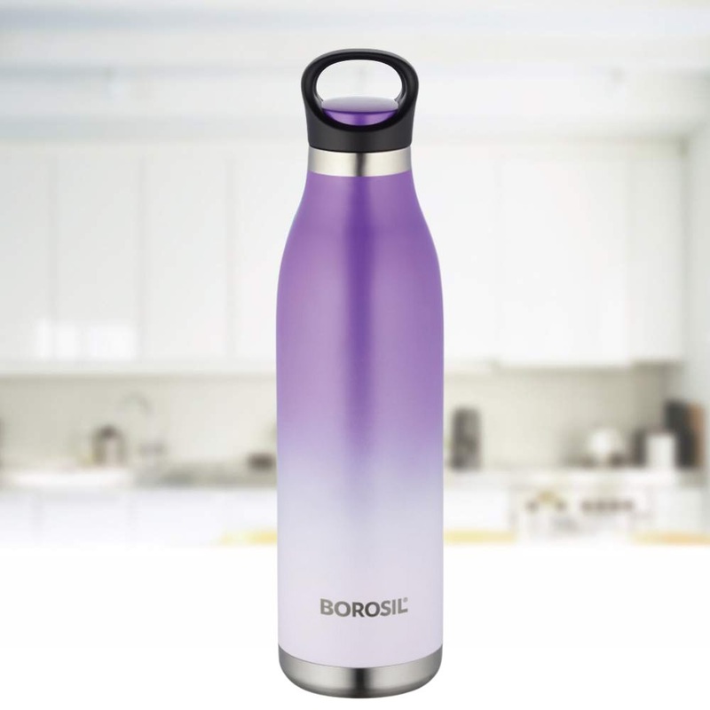 Borosil Stainless Seel Hydra ColourCrush 700 ML Vacuum Insulated Water Bottle | Violet | 1 Pc