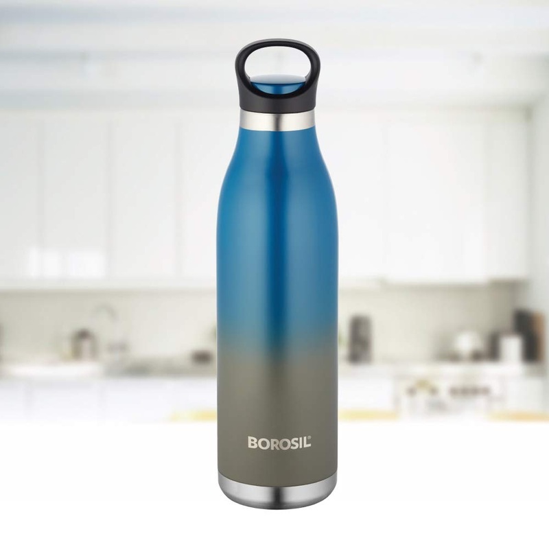 Borosil Stainless Steel Hydra ColourCrush 700 ML Vacuum Insulated Water Bottle | Blue | 1 Pc