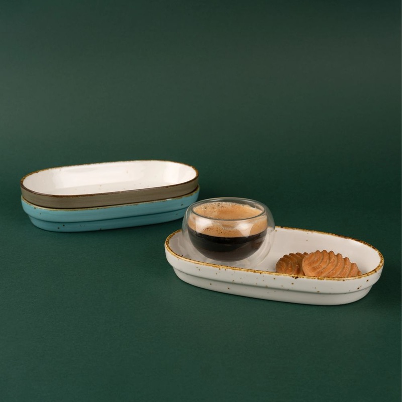 Rena Amalfi Porcelain Capsule Shape Dining Table Platter | Serving Tray | Set of 3 Pcs