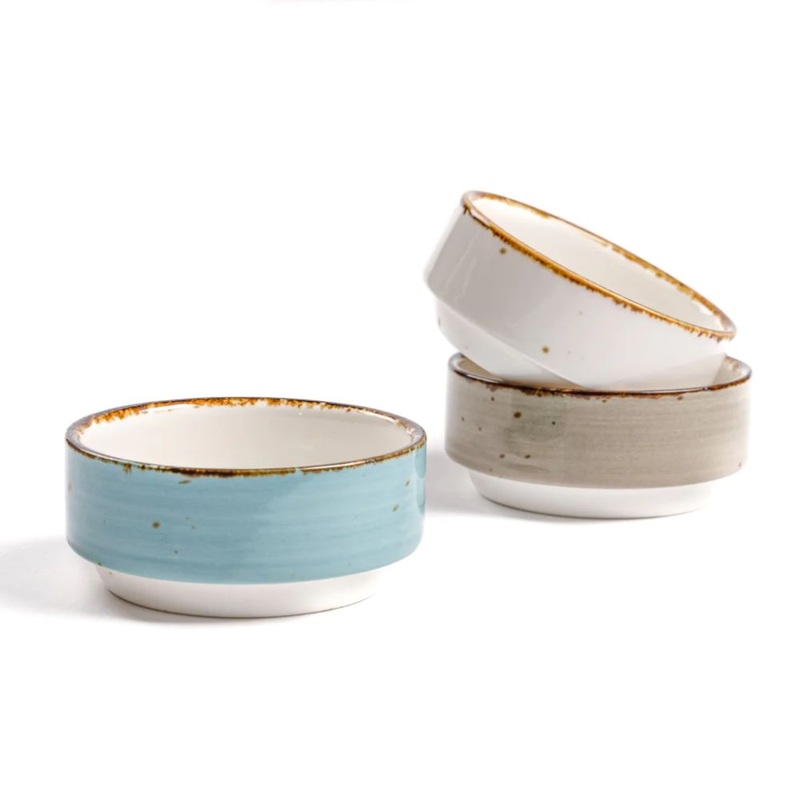Rena Amalfi Porcelain Cirque Shape Dip Bowl Set | Set of 3 Pcs