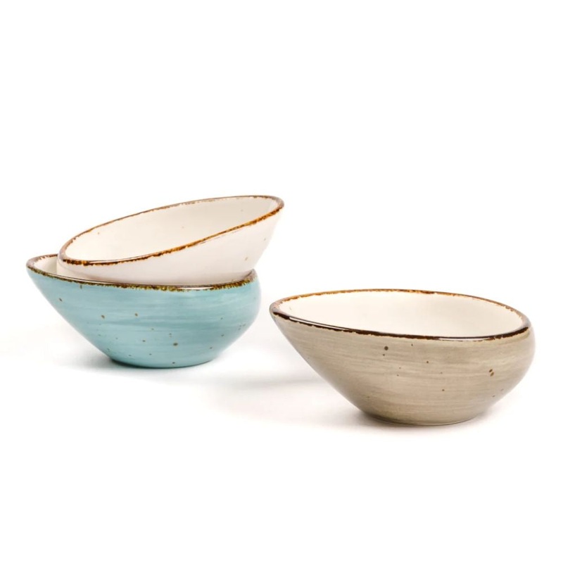 Rena Amalfi Porcelain Mini Drop Shape Dip Serving Bowl Set | Set of 3 Pcs