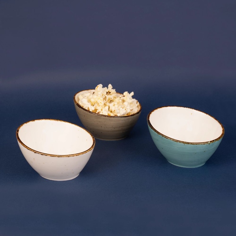 Rena Amalfi Porcelain Slant Shape Seving Bowls | Bowl Set for Snacks | Set of 3 Pcs
