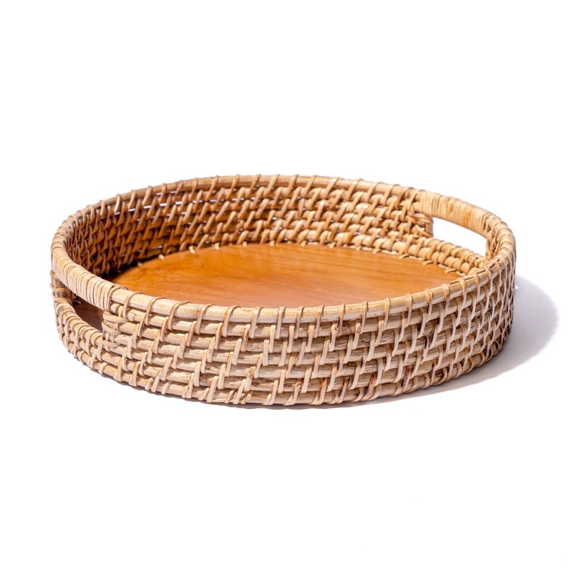 Rena Cane Teak Cane Serving Tray | Decorative Tray | 1 Pc