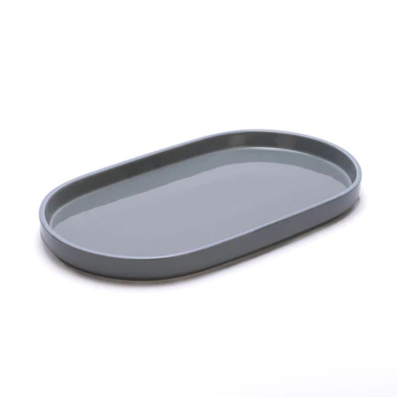Rena Porcelain Loop Shape Dining Table Platter | Serving Tray | Grey | 1 Pc