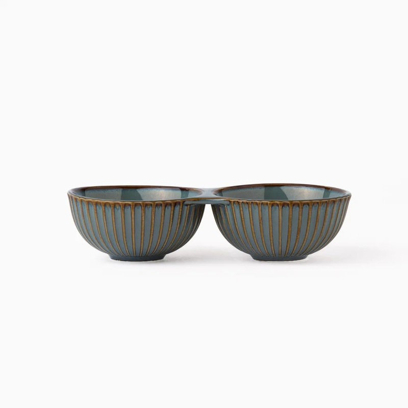 Rena Porcelain Teal Twin Bowl | Teal Blue | 1 Pc