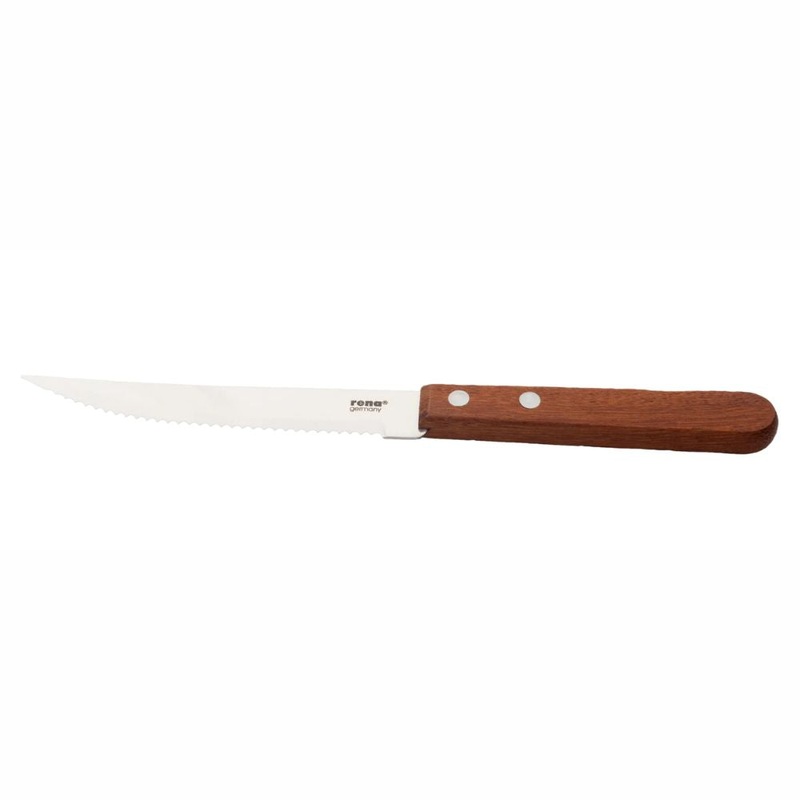 Rena Stainless Steel Steak Knife with Wooden Handle | Brown | 1 Pc