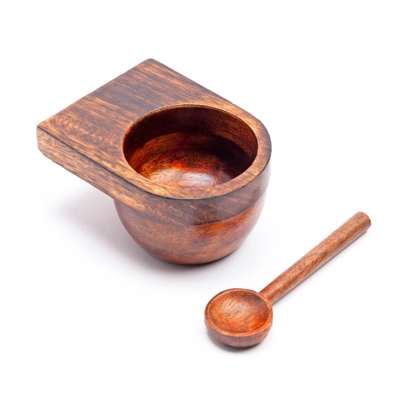 Rena Wooden Brew Resting Bowl Set - 1 Bowl + 1 Spoon | Multipurpose Bowl | Set of 2 Pcs