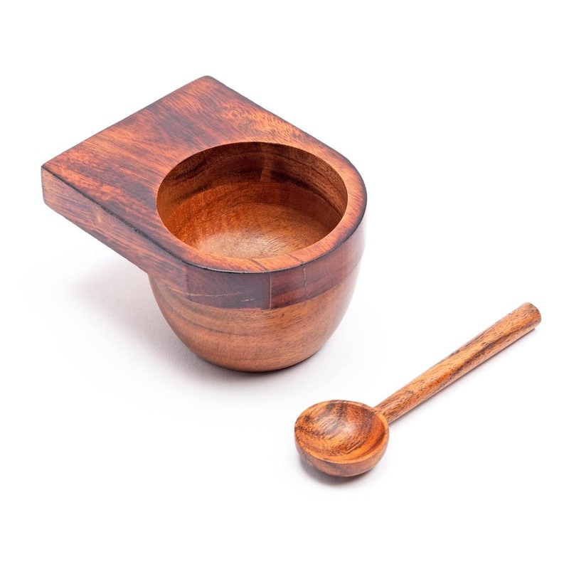 Rena Wooden Earth Resting Bowl Set - 1 Bowl + 1 Spoon | Multipurpose Bowl | Set of 2 Pcs