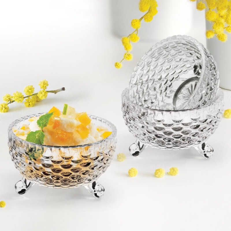 Treo Bliss Designer 230 ML Bowl Set | Transparent | Set of 6 Pcs