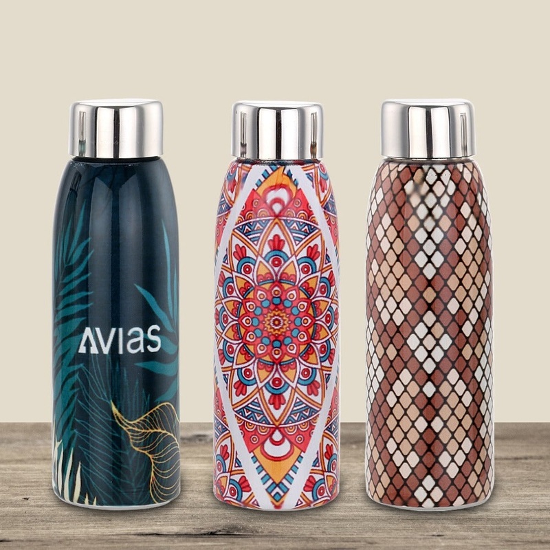 AVIAS Avio Printed Stainless Steel 500 ML Baby  Water Bottles | Set of 3 Pcs