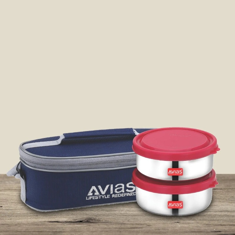 AVIAS Freshia Stainless Steel Tiffin Box with jacket (Horizontal) | Food Grade | Light Weight