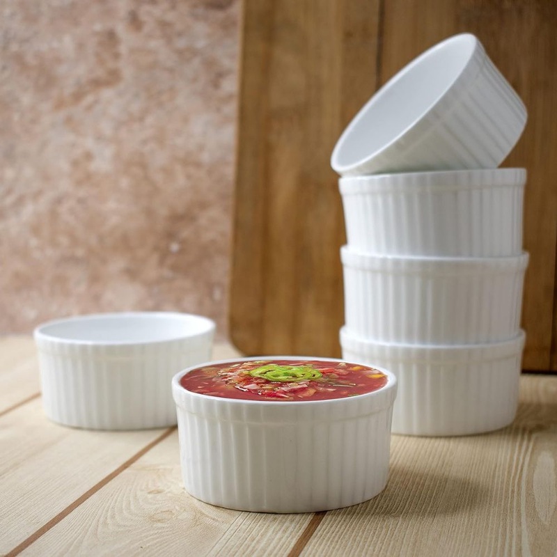 Clay Craft Basics Ceramic Ramekin Bowl | White | Set of 6 Pcs