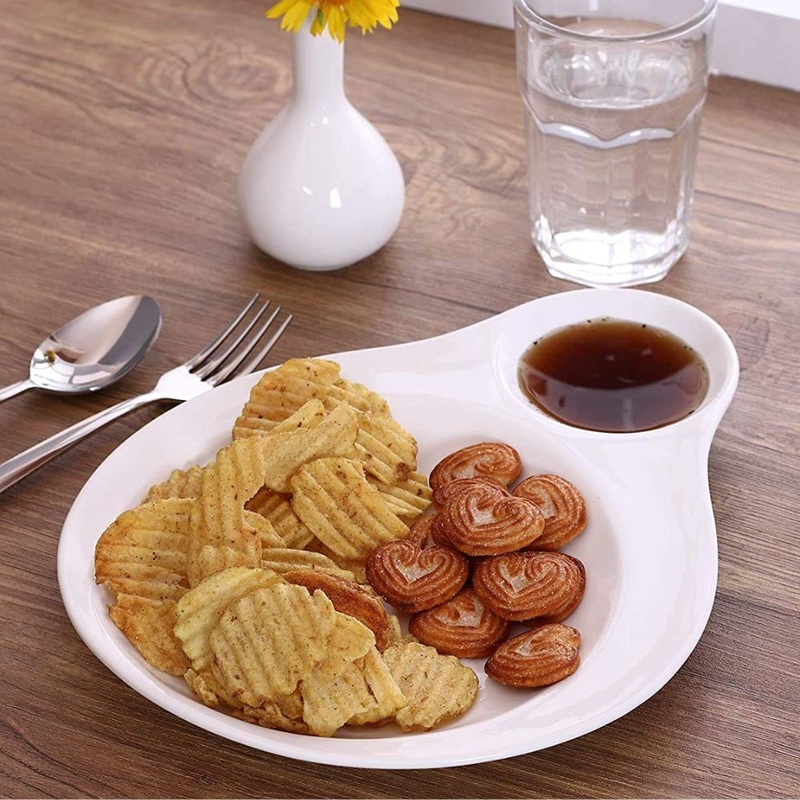 Clay Craft Ceramic Basic Platter Chip & Dip Belly | White | 1 Pc