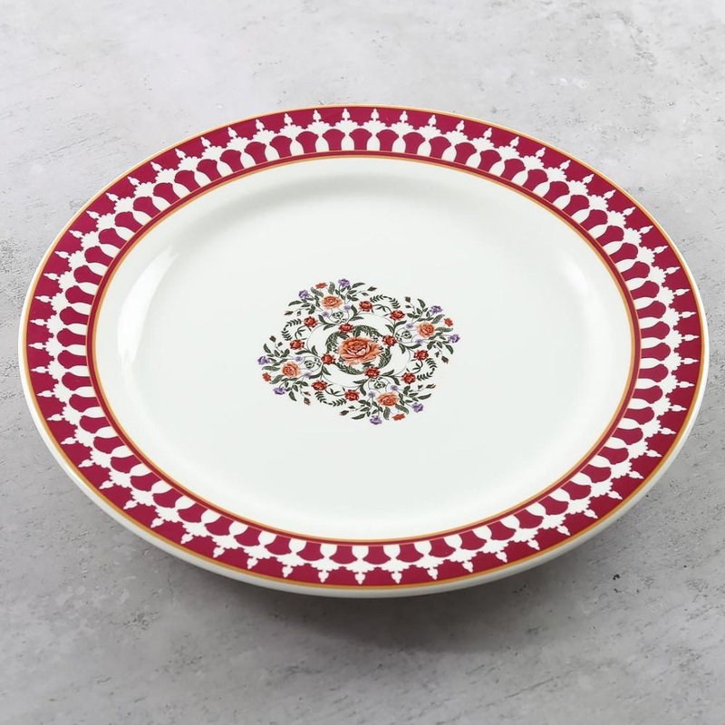 India Circus Ceramic Floral Fountain Dinner Plate | 1 Pc