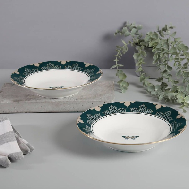 India Circus Nature's Bloom Pasta Plate | Premium 22K Liquid Gold | Set of 2 Pcs