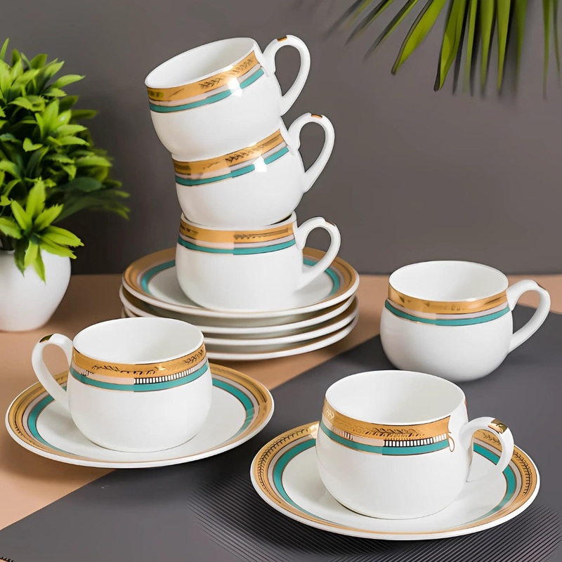 JCPL Coral Aroma Cup & Saucer Set | 145 ml | Set of 12 Pcs