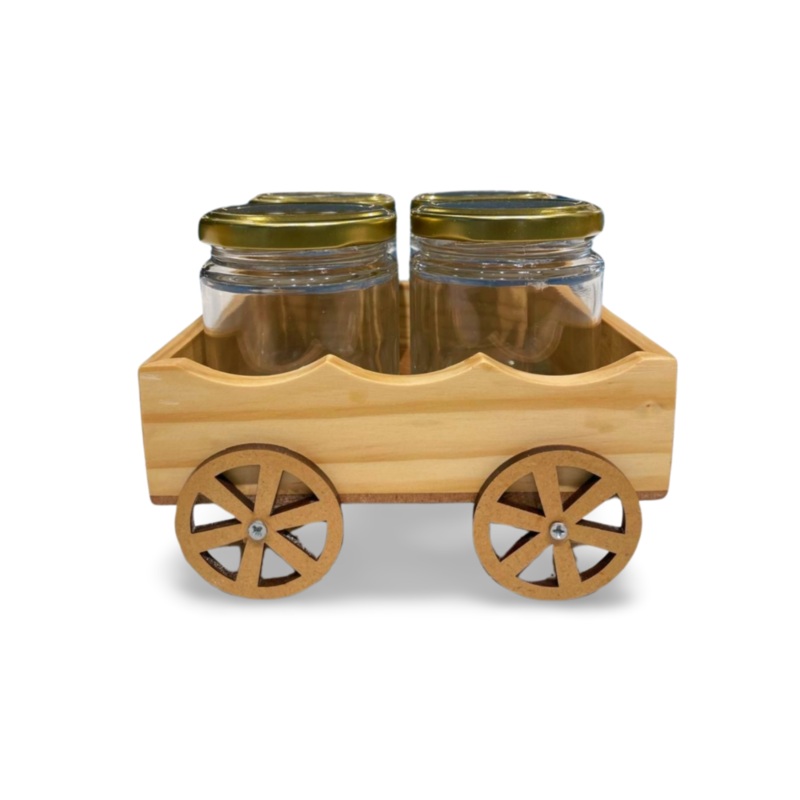 KVG Pine Wood Cart Big Bottle Stand | 4 Pc