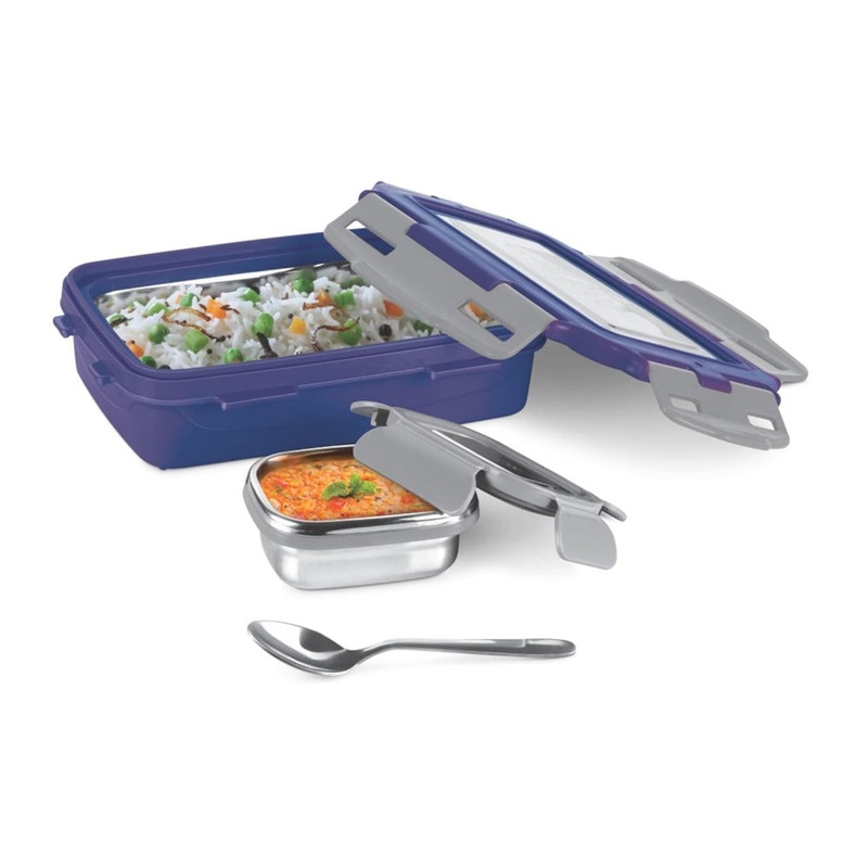 Milton Steely Super Deluxe Insulated Inner Stainless Steel Tiffin Box | Set of 2 Pcs
