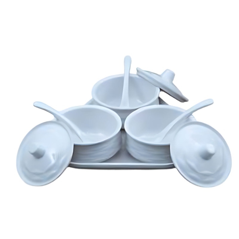 Terraware Melamine Pickle Pot Set | Set of 10 Pcs | White