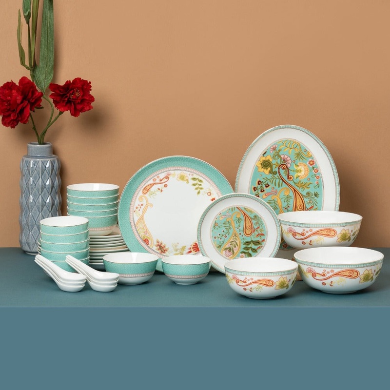 Urmi Fiesta Ceramic Dinner Set | Set of 34 Pcs