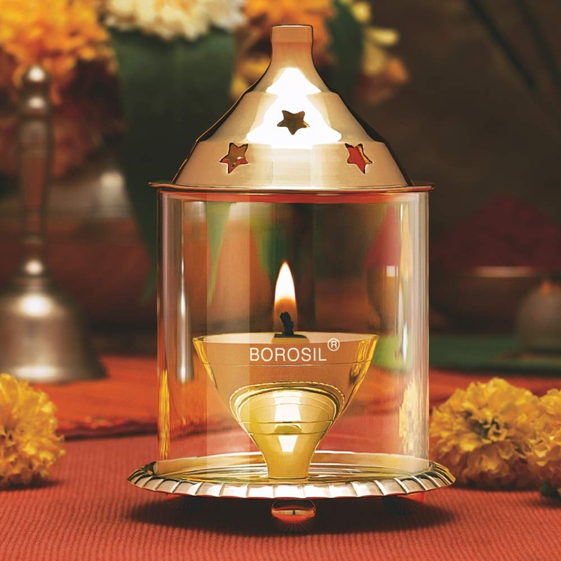 Borosil Brass Akhand Diya | Golden