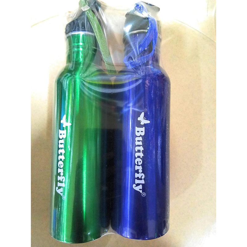butterfly stainless steel water bottles (multicolour, 0.75l)-set of 2 pieces