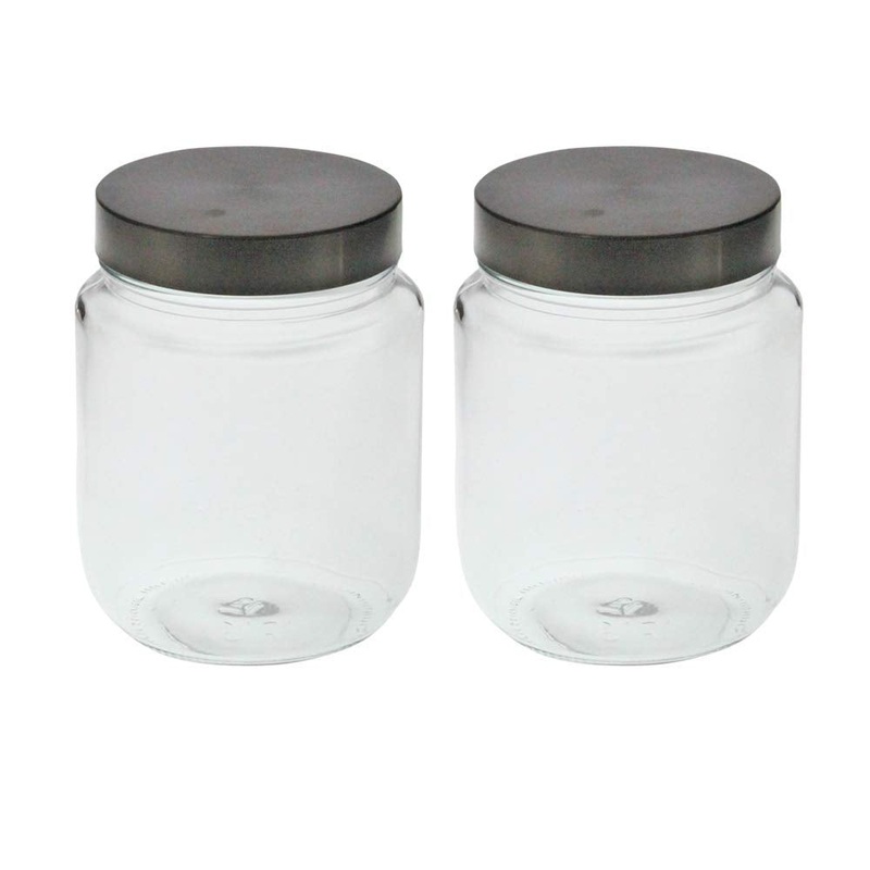 Yera Steelex 750 ML Storage Round Jar with Steel Cap | Transparent | Set of 2 Pc