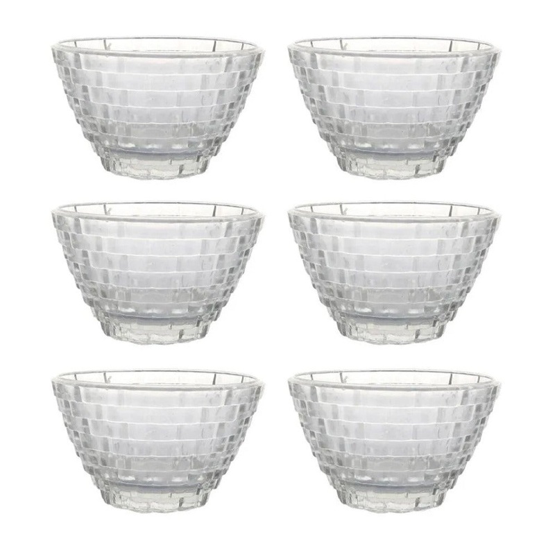 Daisy Diamond Glass Bowl Set | Transparent | Set of 6 Pcs