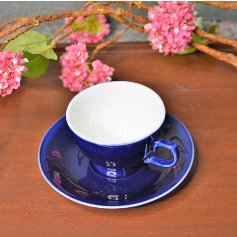 Oasis Blue Glazed Ceramic Cup Saucer Set | Blue | Set of 12 Pcs