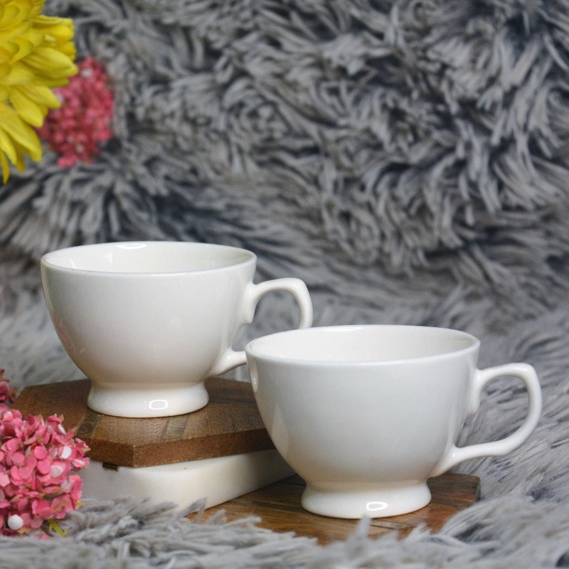 Oasis Italian Coffee Cup Saucer Set | 110 ML | White | Set of 12 Pcs