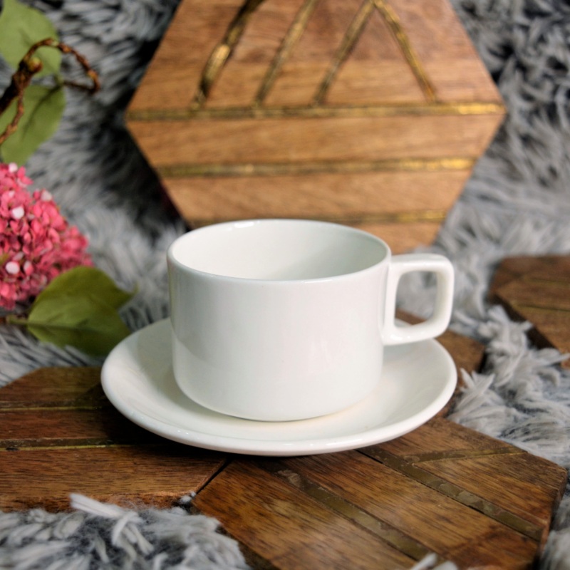 Oasis Urmi Tea Cup Saucer Set | 160 ML | White | Set of 12 Pcs