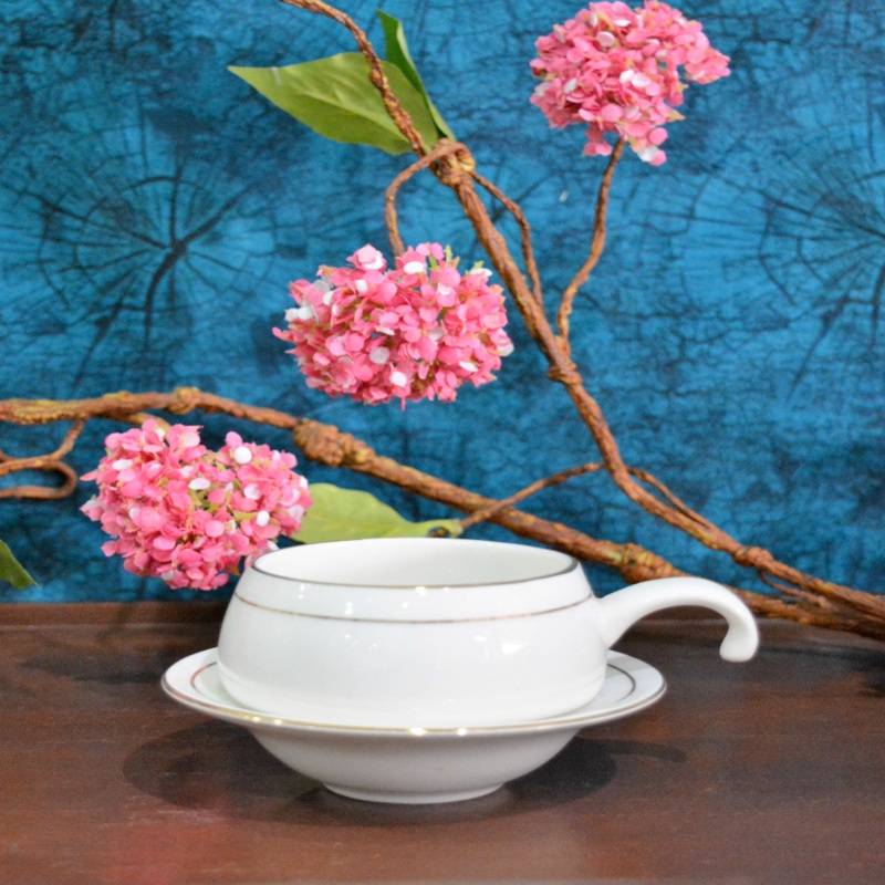 Oasis White Lily Cup Saucer Set | 140 ML | White | Set of 12 Pcs