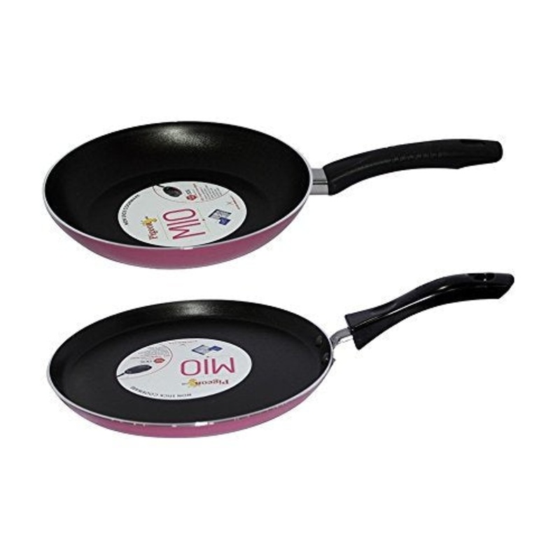 Pigeon Mio Non Stick Cookware Duo Pack, Fry Pan (240mm) and Flat Tawa (250mm) PI12417