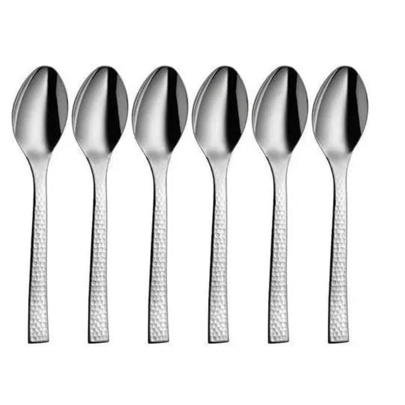 Shri & Sam Impressa Hammered Desert Spoon Set of 6