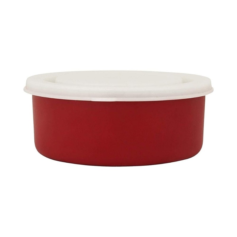 Stainless Steel Round Dabba with Plastic Lid | Microwave Safe | 1 Pc